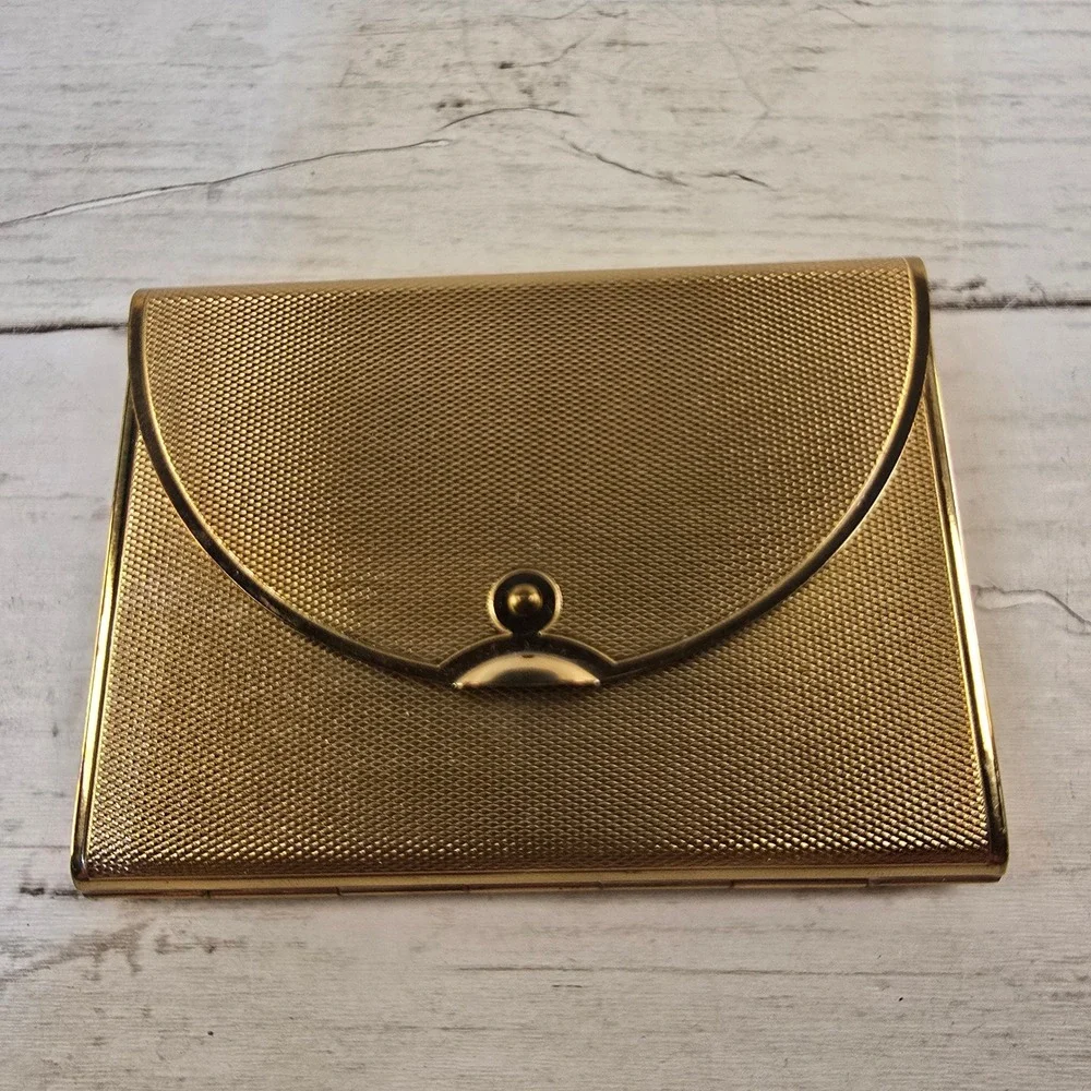 Vintage 1950s Coty Golden Envelope Loose Powder Vanity Compact
